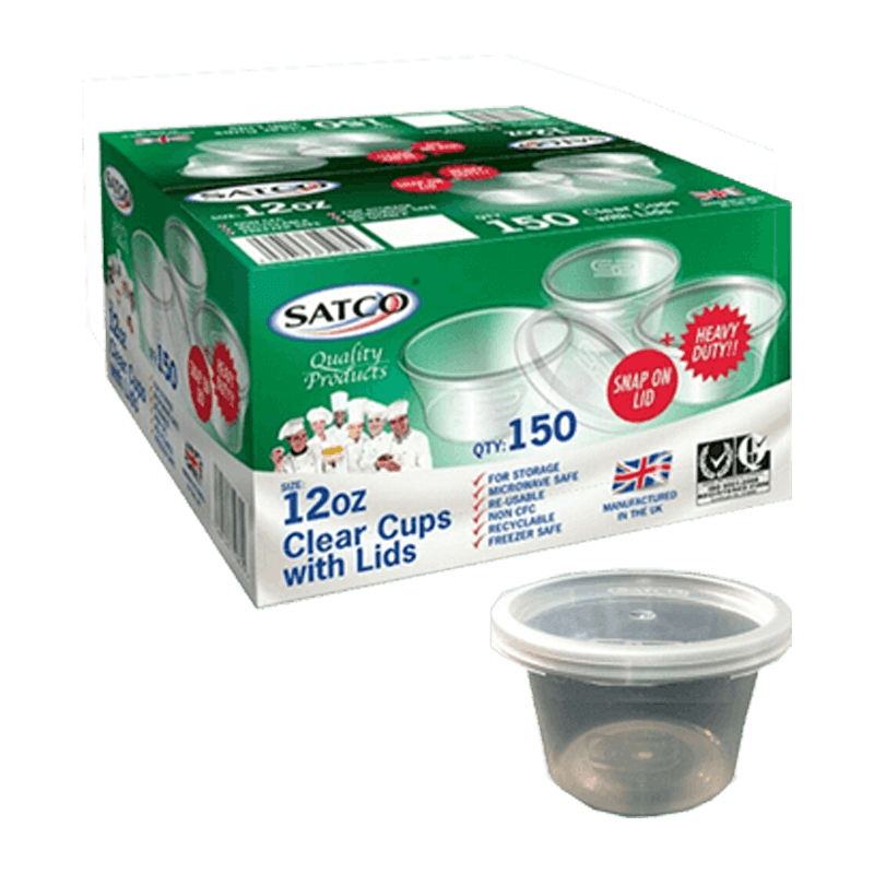 Satco Round Pots & Lids 12 Oz (150pcs)